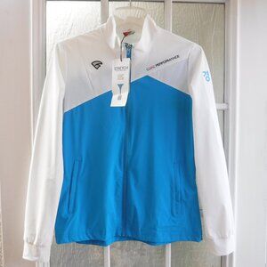 Vitro Core Performance White/Blue Color Full Zip Athletic Jacket